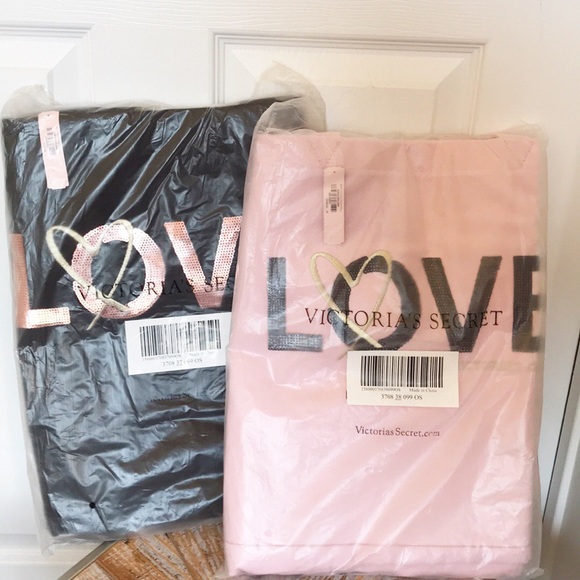 NWT Victoria’s Secret LOVE Logo Large Canvas Tote - Picture 4 of 6